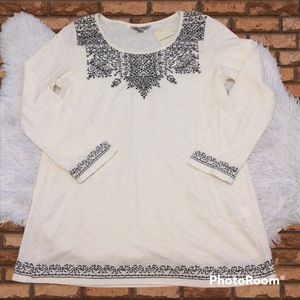 Lucky Brand Embroidery Accented Boho Tunic